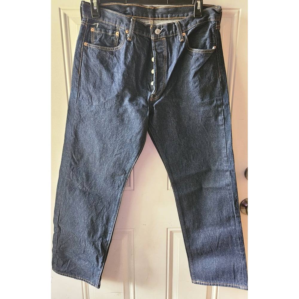 Levi's 501 Jeans Mens 36x32 Dark Wash Button Fly Straight Leg Waterless Denim
